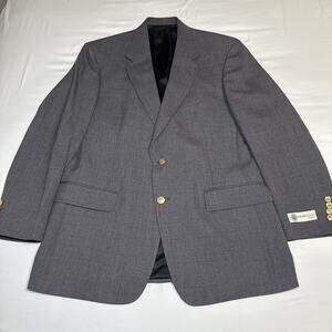 Mens Blazer Sport Coat Jacket Vtg Wimbledon of England 42L Gray Wool Blend NWT